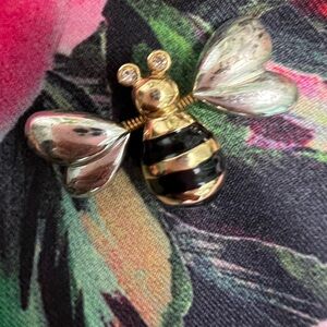 Vintage Bumblebee Brooch Pin Bee Bug Insect Trembler Wings